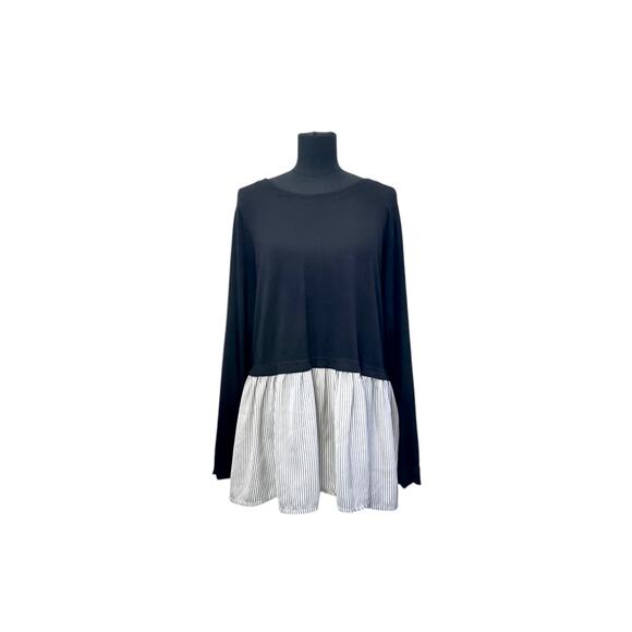 Jane & Delancey 3X Black & White Mixed Media Tunic Top - Picture 2 of 9